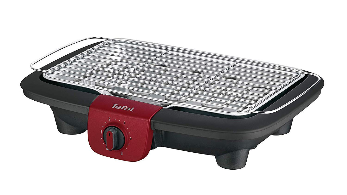 Tefal Easygrill Electric Standing Grill | BG90F5 | With feet for outdoor use | Can also be used as a table grill indoors 2300W | 870cm² grill area | Easy cleaning | black/burgundy red