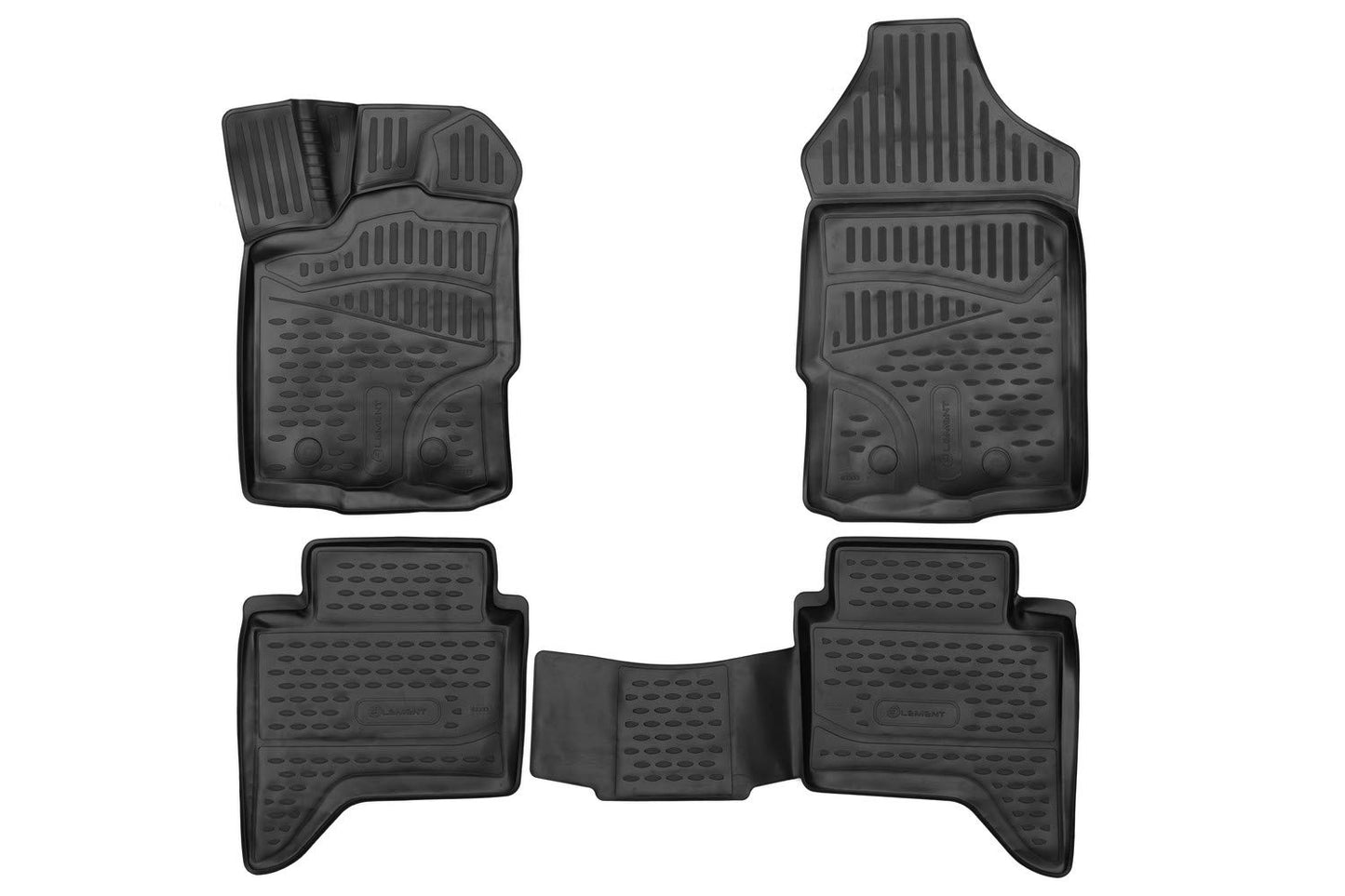 Element 3D rubber floor mats suitable for Ford Ranger Supercrew 2019- | 100% custom-fit all-weather floor mats made of TPE, high edge, waterproof, non-slip, odorless - FORD