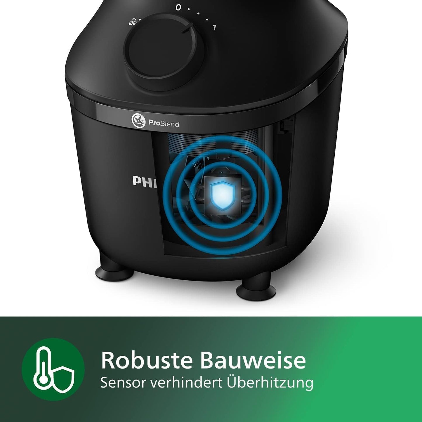 Philips HR2041/41 stand mixer (450 watts, ProBlend technology, 1.9 liter plastic container, including drinking bottle) black