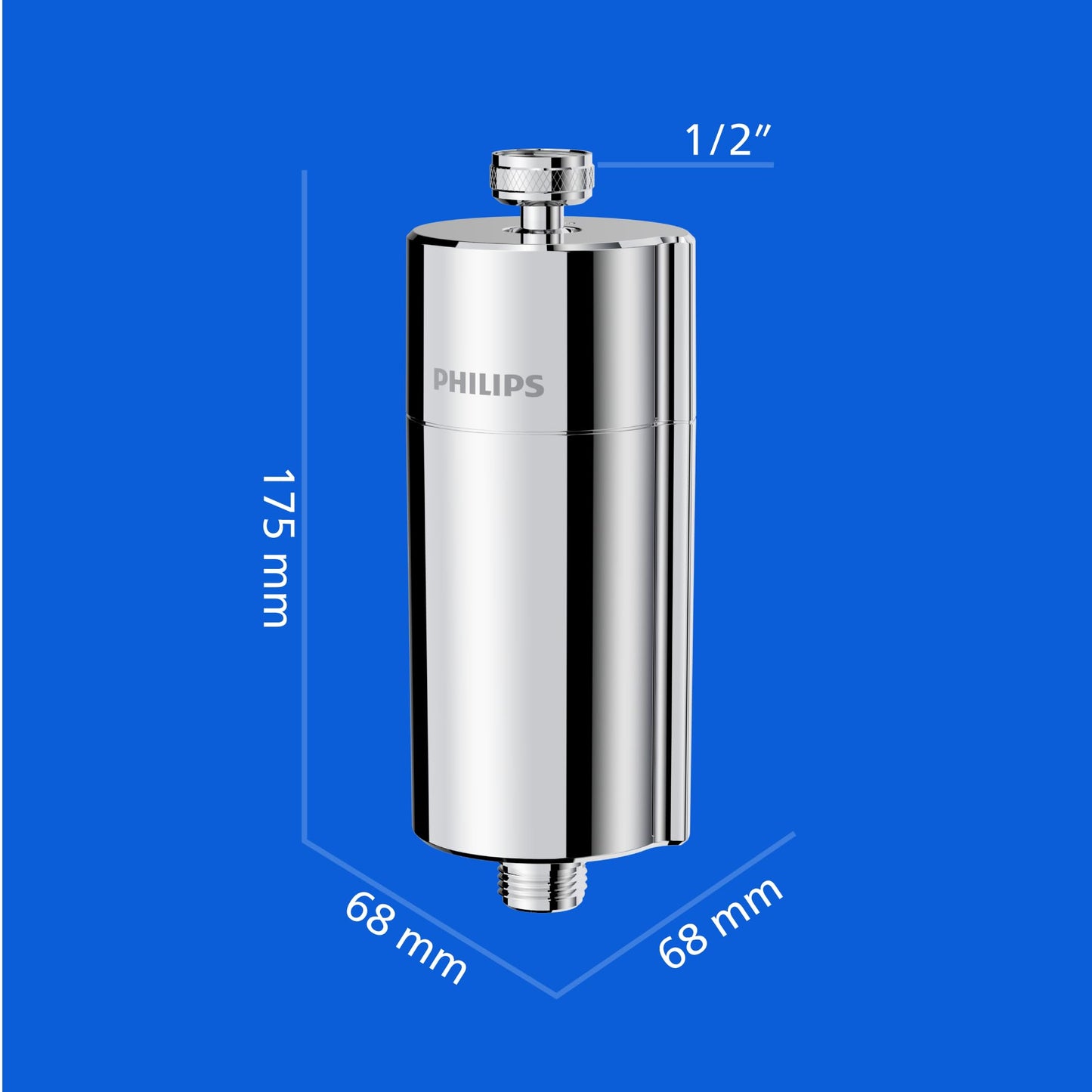 Philips Water inline shower filter +3 replacement filter cartridges reduces chlorine by up to 99 percent suitable for all standard hoses and fittings chrome 50000 L filter capacity - AWP1775P3CH/10
