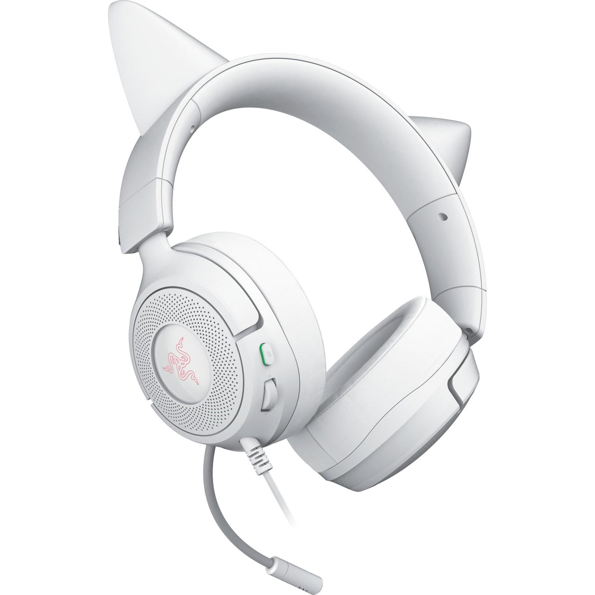 Razer Kraken Kitty V3 X - Cască de gaming cu fir - Urechi iconice de pisică - Greutate de 270g - Microfon HyperClear cardioid - Driveri Triforce de 40mm - Conector jack de 3,5mm | Alb - RZ04-05350300-R3M1
