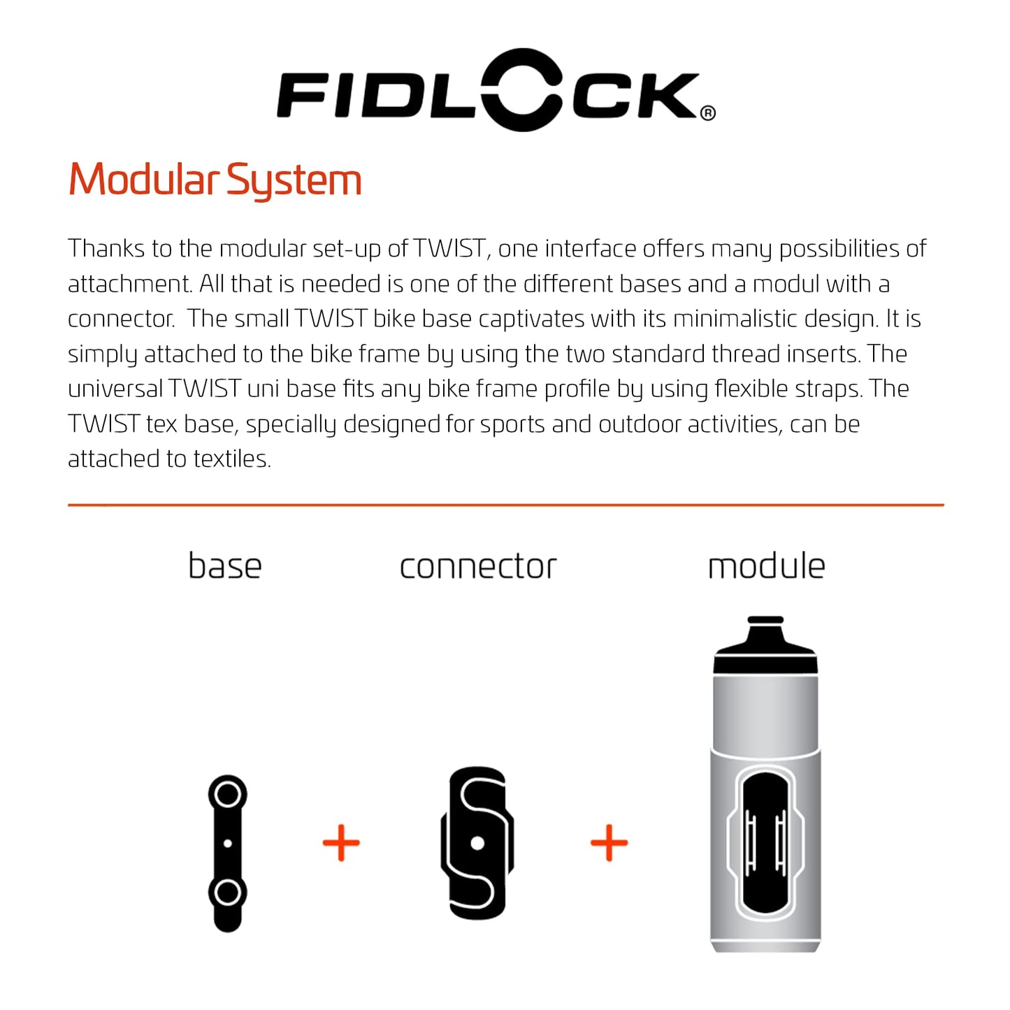 FIDLOCK TWIST bottle 450 + bike base - 450 ml bicycle drinking bottle with magnetic bicycle bottle holder, ideal for racing bikes, MTB & gravel, compact design, smoke color - 09611TBL