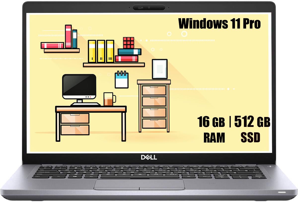DELL Latitude 5410 Business Laptop, 14-inch FHD (1920x1080), Intel Core i5-10310U, 16GB RAM, 512GB SSD, US QWERTY keyboard, Windows 11 Pro (Refurbished) - Dell