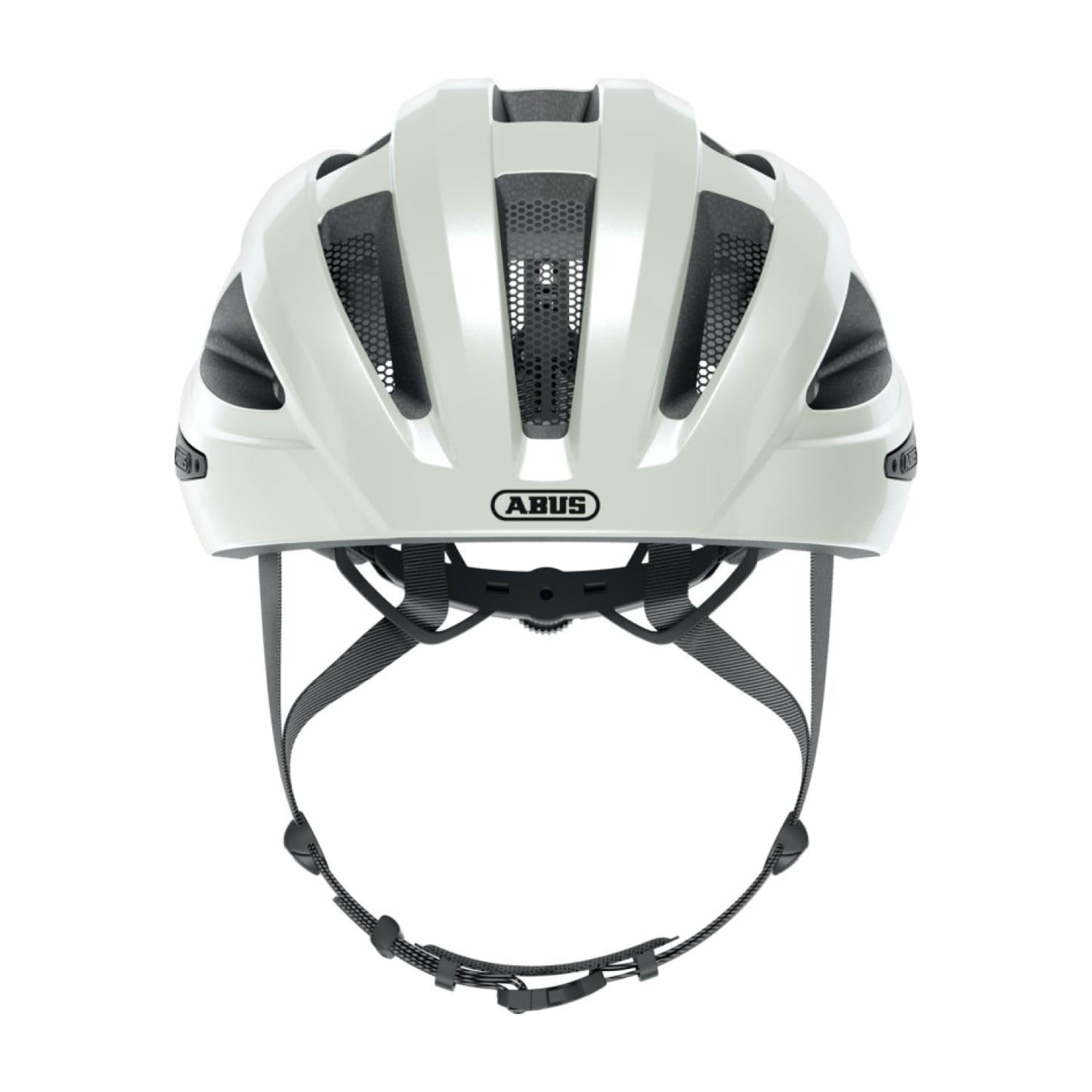ABUS road bike helmet Macator - sporty bike helmet for beginners - also for pigtail wearers - for women and men - glossy white, size M - 67332