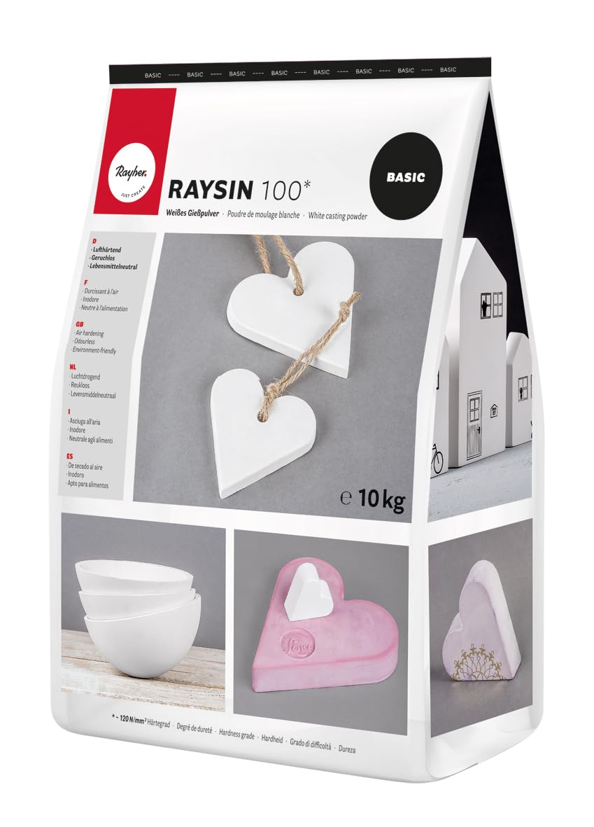 Rayher Raysin 100 casting powder, bag 10 kg, casting compound white, relief casting powder, air-hardening and odorless, 34474102