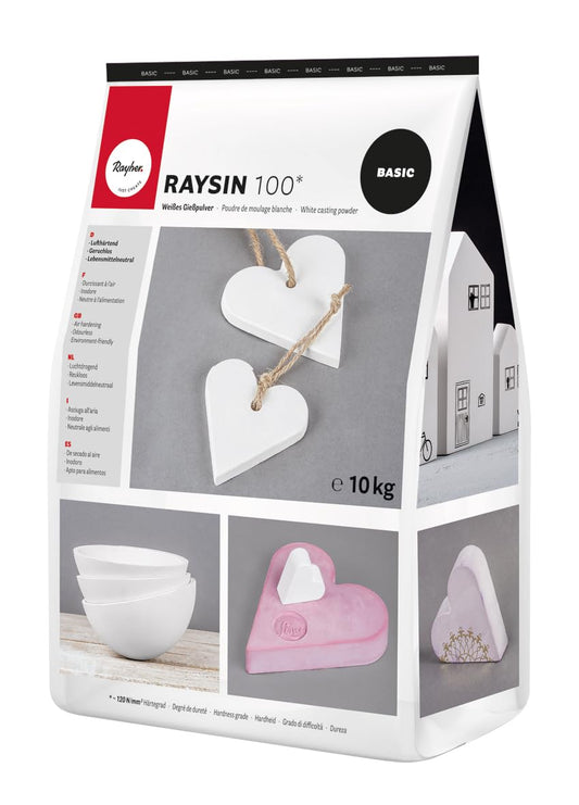 Rayher Raysin 100 casting powder, bag 10 kg, casting compound white, relief casting powder, air-hardening and odorless, 34474102
