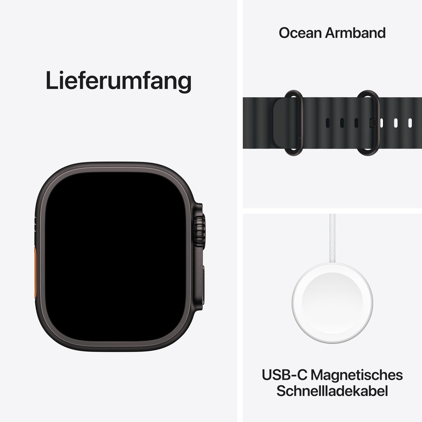 Apple Watch Ultra 3 GPS + Cellular 49 mm premium smartwatch for running training and combination sports with a robust titanium case in black and Ocean strap in black - MF0J4QF/A