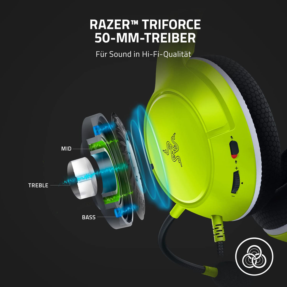 Razer Kaira X - Wired Gaming Headset for Xbox Series X|S (Triforce 50mm Drivers, HyperClear Cardioid Microphone, Integrated Controls, Cross-Platform Compatibility) Green - RZ04-03970600-R3M1