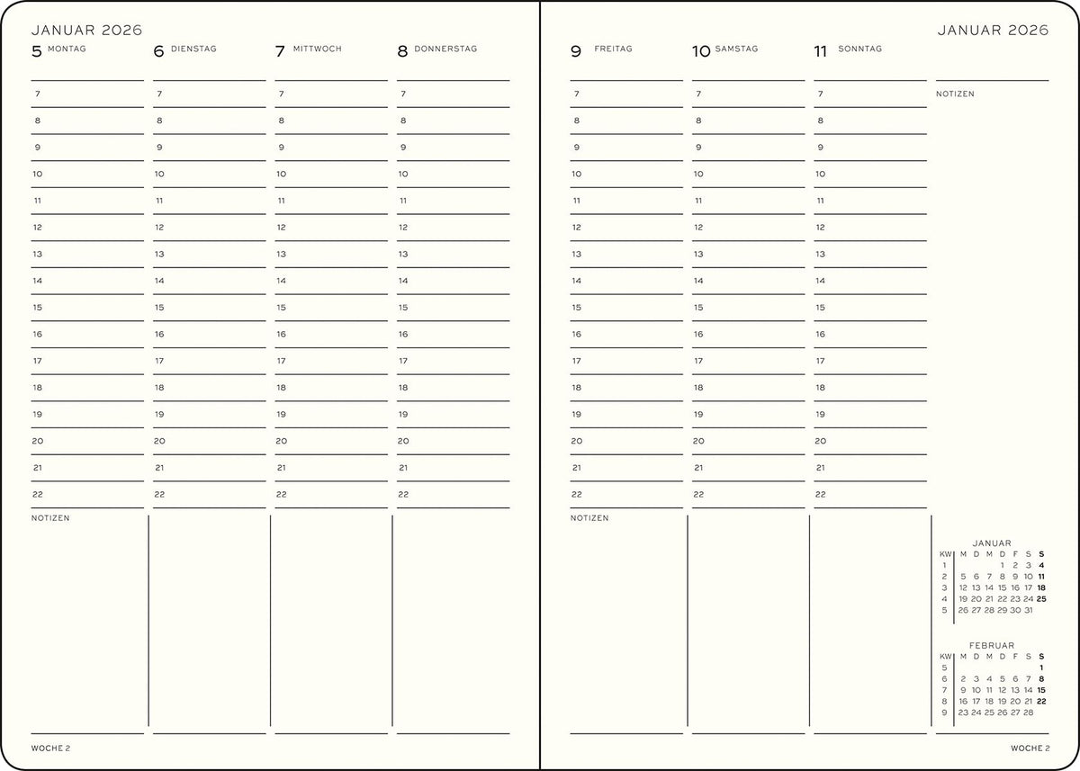 LEUCHTTURM1917 372575 Weekly Planner Composition (B5) 2026, 12 Months, Spring Leaf, German