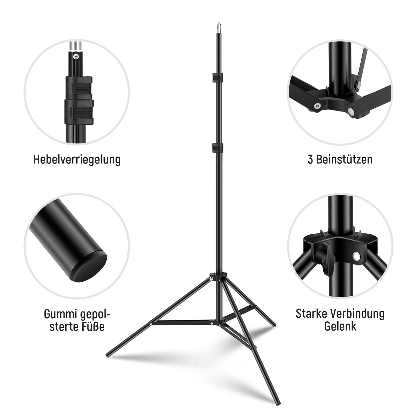 Neewer 210cm Aluminum Alloy Photography Photo Studio Light Stand for Video, Portrait and Photo Lighting, Reflectors, Softboxes, Umbrellas, Backgrounds (2 Pack) - ST210