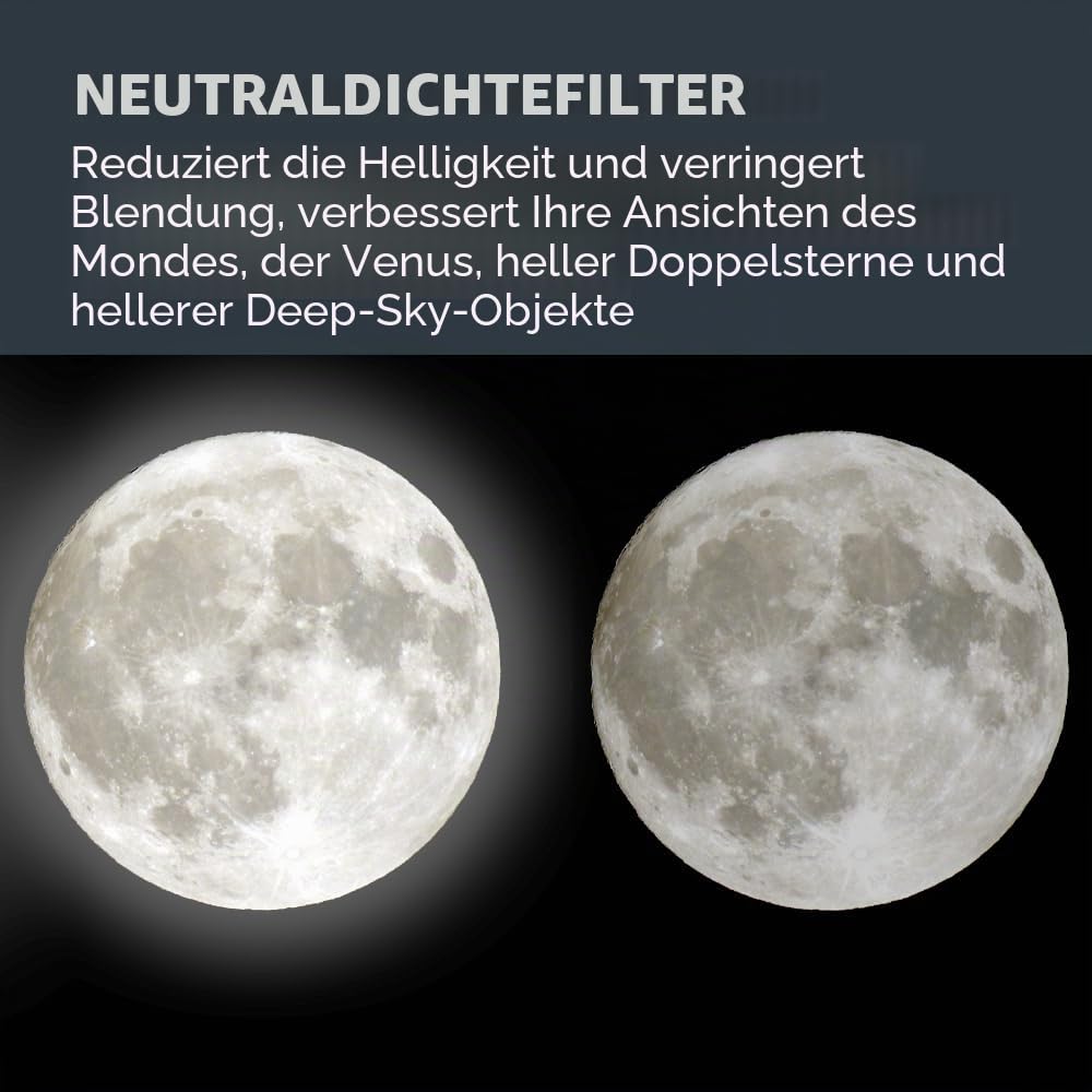 Celestron 94105 Neutral Density Moon Filter - Compatible with 1.25" Eyepieces and Suitable for Lunar, Venus & Double Star Observation, Black