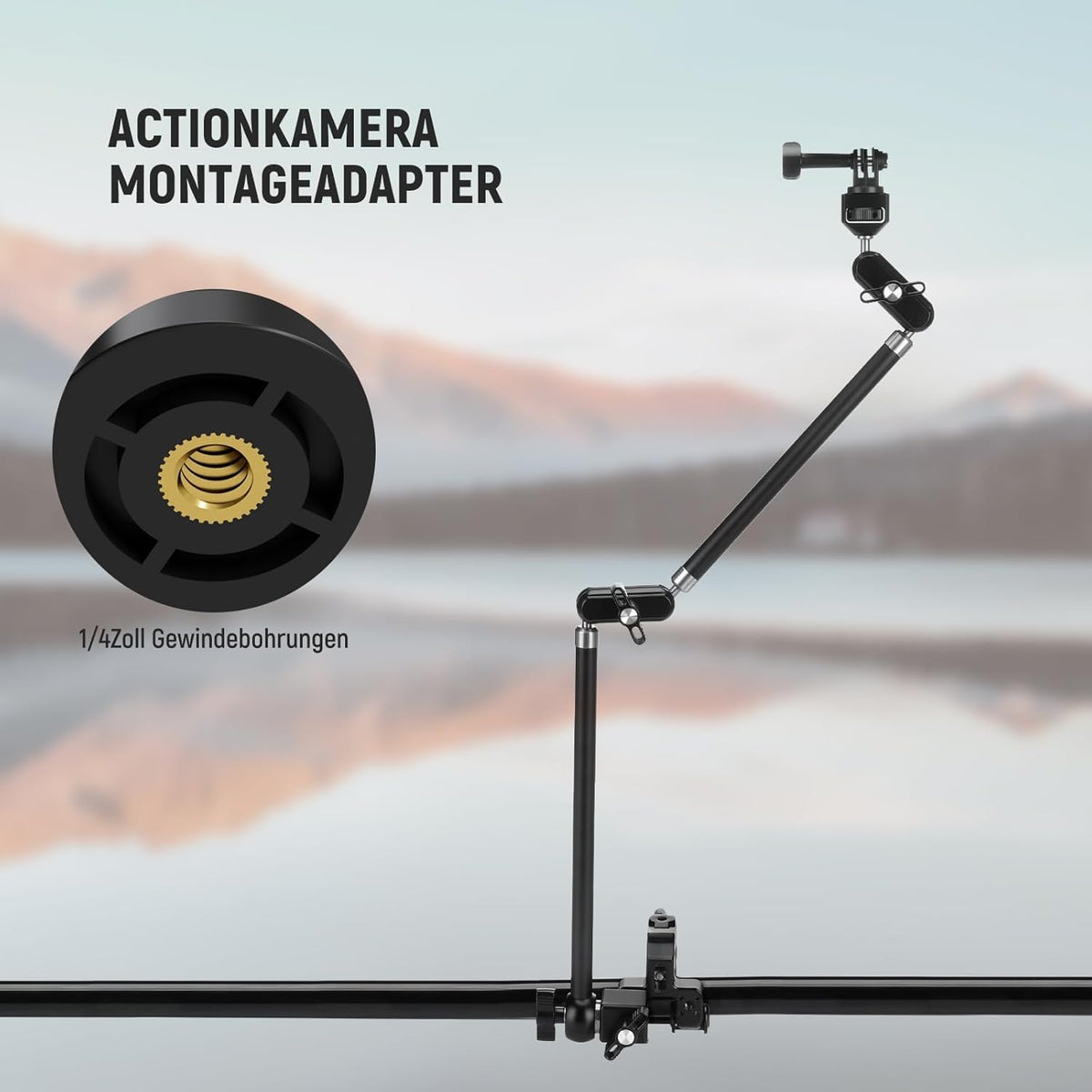 NEEWER 30" Swivel Arm with Desk Clamp/Action Camera Mount/Phone Holder, Microphone Boom Stand for Overhead Cameras, compatible with GoPro, iPhone, DSLR, Webcam, and Microphone, UA056 - 10107118