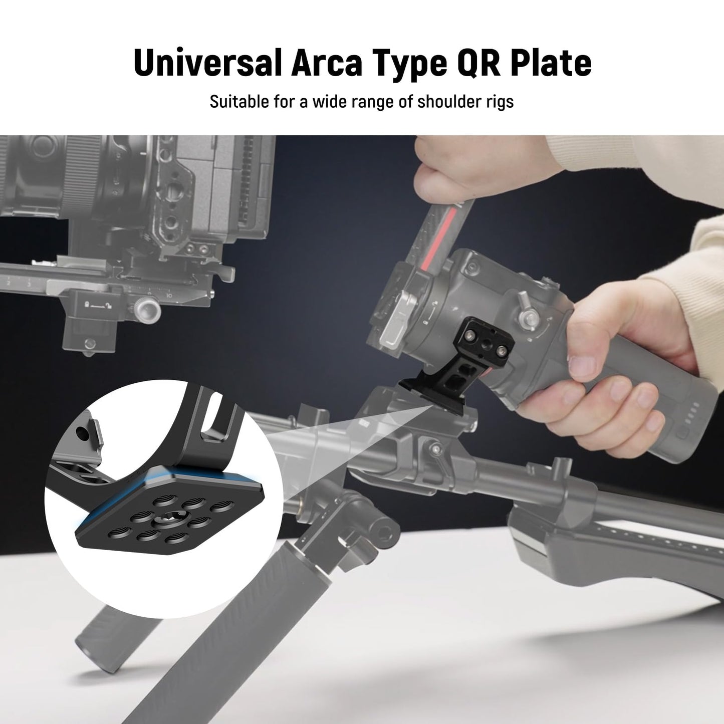 NEEWER adapter for RS3 Pro & RS4 Pro, Arca quick release plate with NATO rail, compatible with SmallRig shoulder strap, V mount battery, DJI RS3 Pro & RS4 Pro gimbal stabilizer, GA030P