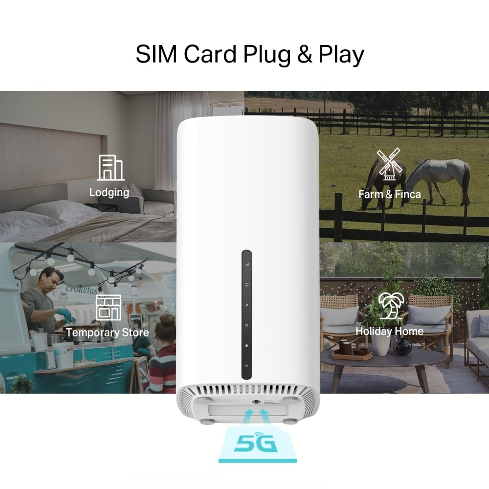TP-Link Archer NX600 5G LTE WiFi Router, 5G Router SIM Card, AX3600 Dual Band Wi-Fi 6, 1×2.5G Port + 2×1G Ports, Web and APP Management, Plug and Play