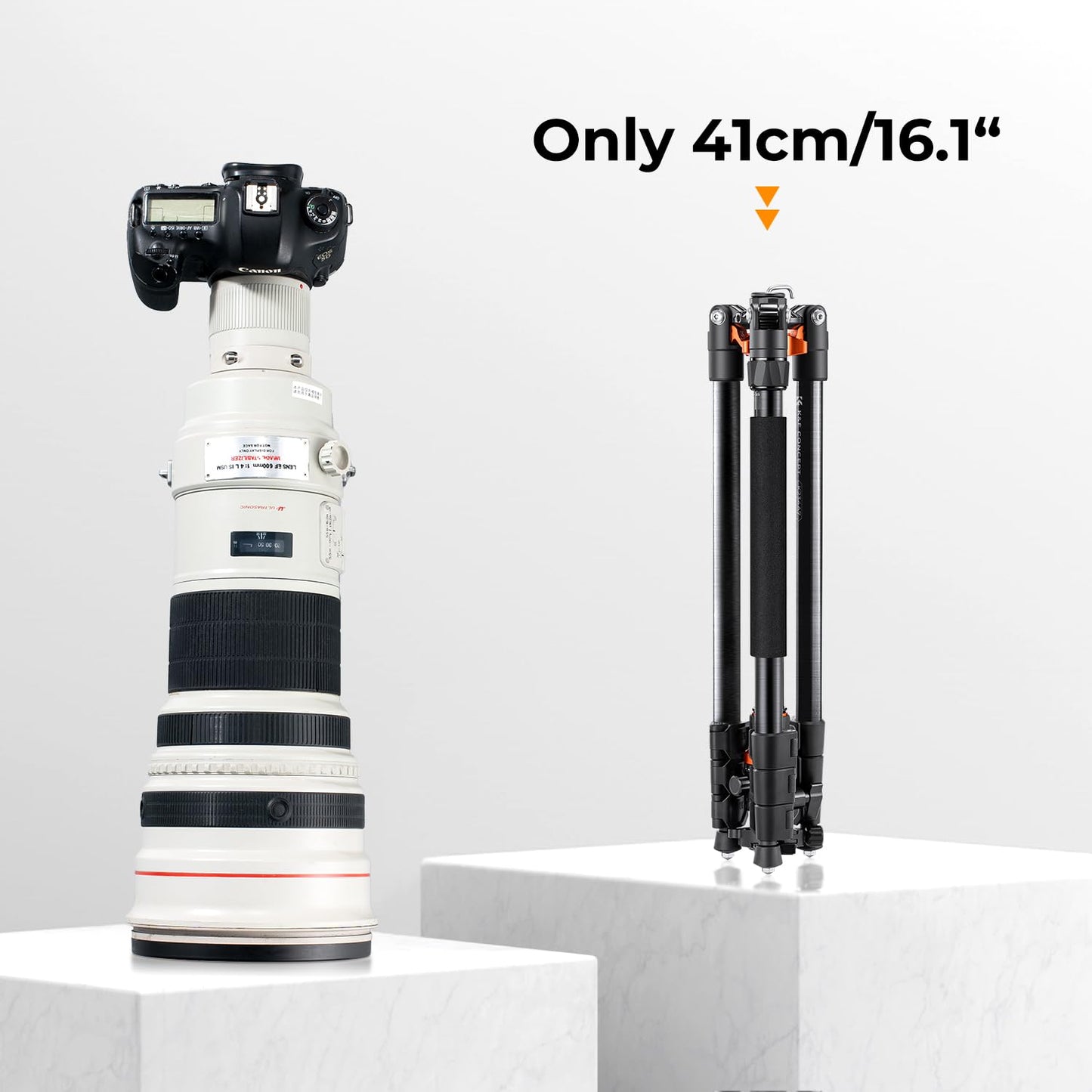 K&F Concept O254A1 camera tripod, compact tripod 158cm for SLR camera, DSLR tripod travel tripod with 360° ball head incl. quick-release plate tripod bag - O254A1+BH-28L