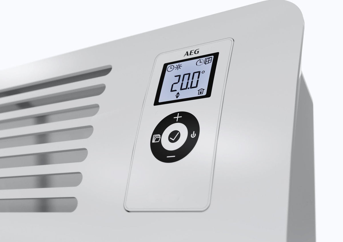 AEG Wall Convector WKL 2000 Comfort, energy-saving electric heater, 2000 W for approximately 25 m², VDE certified, LCD display, weekly timer, 120 min timer, silent mode, 238720