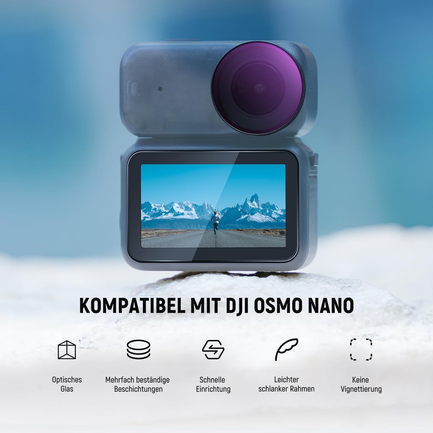 NEEWER ND filter set compatible with DJI Osmo Nano (ND8/16/32/64/UV/CPL), pack of 6, screw-on action cam gray filter polarizing filter UV lens filter, photo accessories with screen protector made of tempered glass - FL-N9