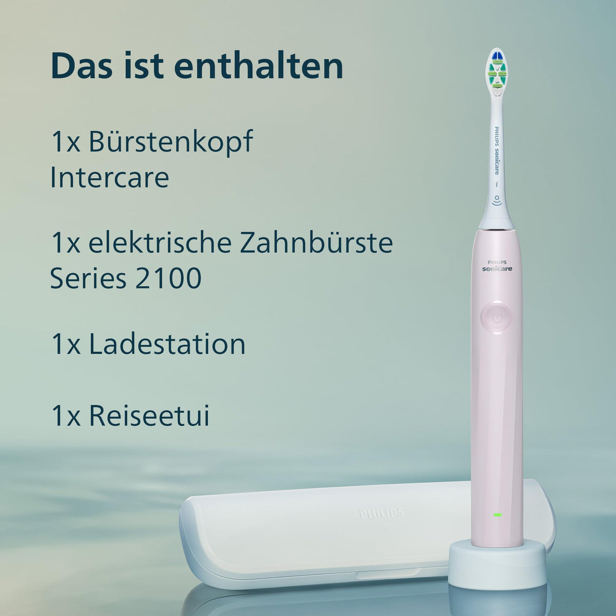 Philips Sonicare Series 2100 Electric Toothbrush – Sonic toothbrush with two intensity settings, EasyStart function, SmarTimer, 14 days of battery life, travel case, Pink, HX4023/03, [New]