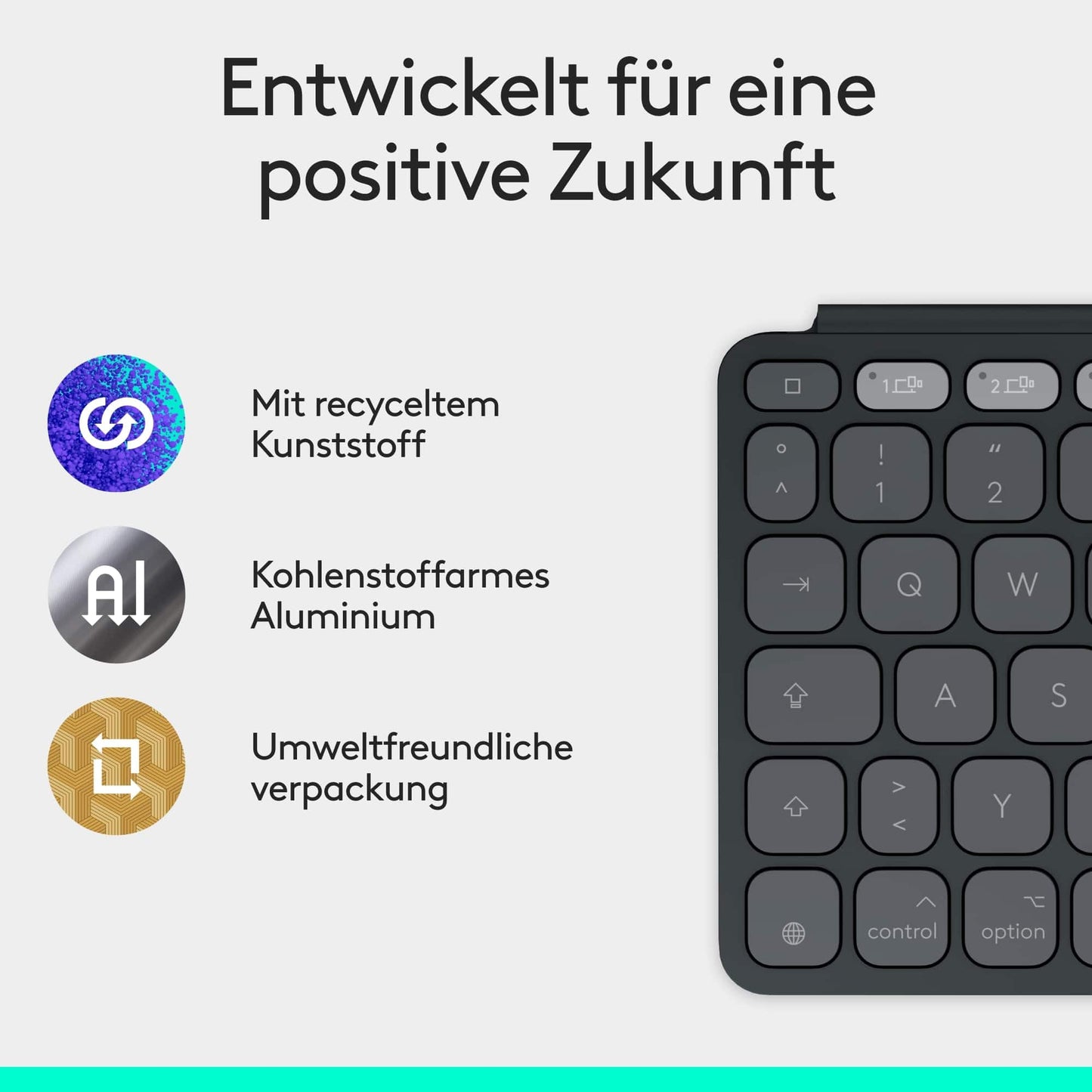 Logitech Keys-to-Go 2, mobile wireless keyboard for iPad with integrated protective cover, slim and compact, for iPad, iPhone, Mac and Apple TV, easy device switching, DEU QWERTZ layout - gray - 920-013004