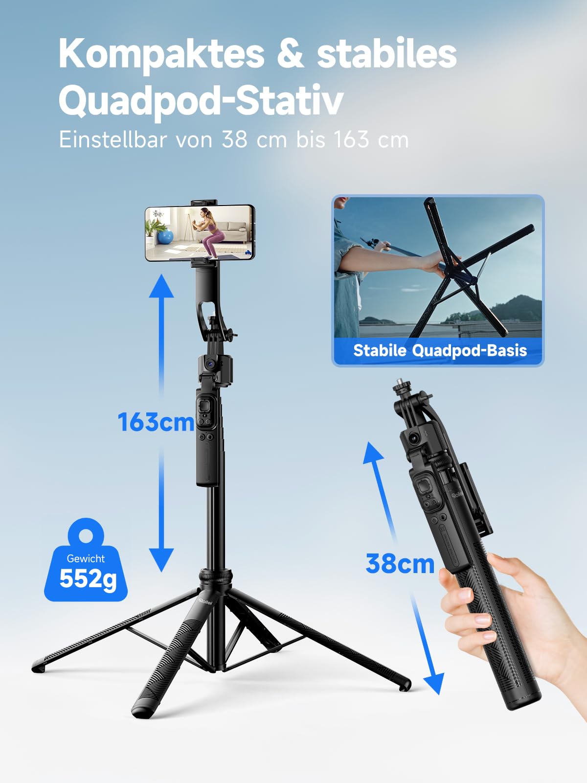 Rollei Easy Creator Quadpod mobile phone tripod with automatic tracking - 23152