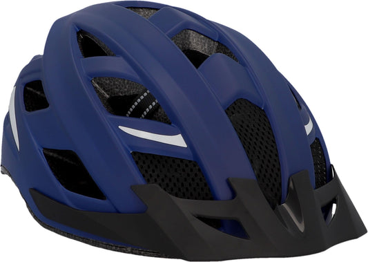 Fischer adult bicycle helmet, cycling helmet, city helmet Urban Plus Boston, L/XL, 58-61cm, blue, with integrated LED rear light - 50632