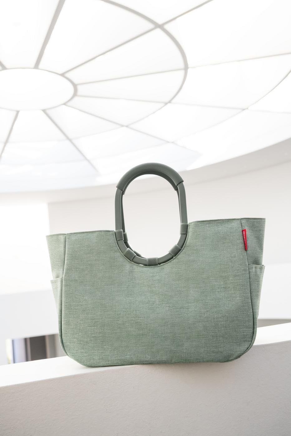 reisenthel loopshopper L frame twist sage – sturdy bag with practical compartments made from recycled PET bottles – charming and water-repellent design - OR5049