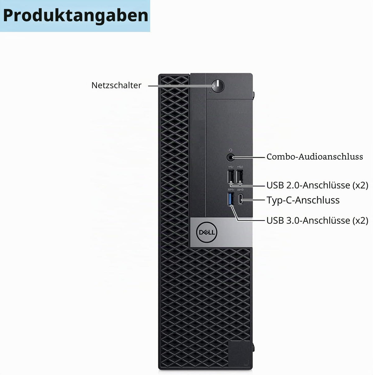 DELL Optiplex 7050 SFF Desktop PC, Intel Core i5-7500, 8 GB RAM, 256 GB SSD, WiFi, Bluetooth, US QWERTY keyboard, Windows 11 Pro (Refurbished)