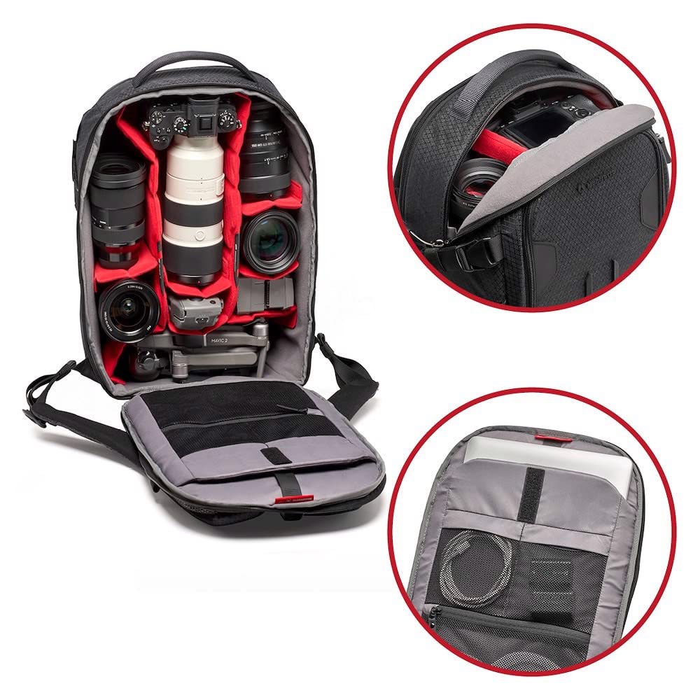 Manfrotto PRO Light Backloader S, Professional Camera Backpack, Top and Rear Access, Double Tripod Mount, Padded Backpack with Interchangeable Dividers, Black - MB