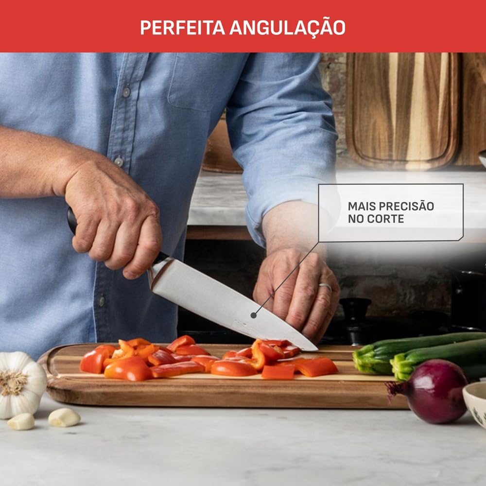 Tefal Jamie Oliver 4-piece knife set, chef's knife, santoku knife, utility knife, paring knife, distinctive design, ice-hardened, durable blades, stainless steel/black, K267S4 - K267S455