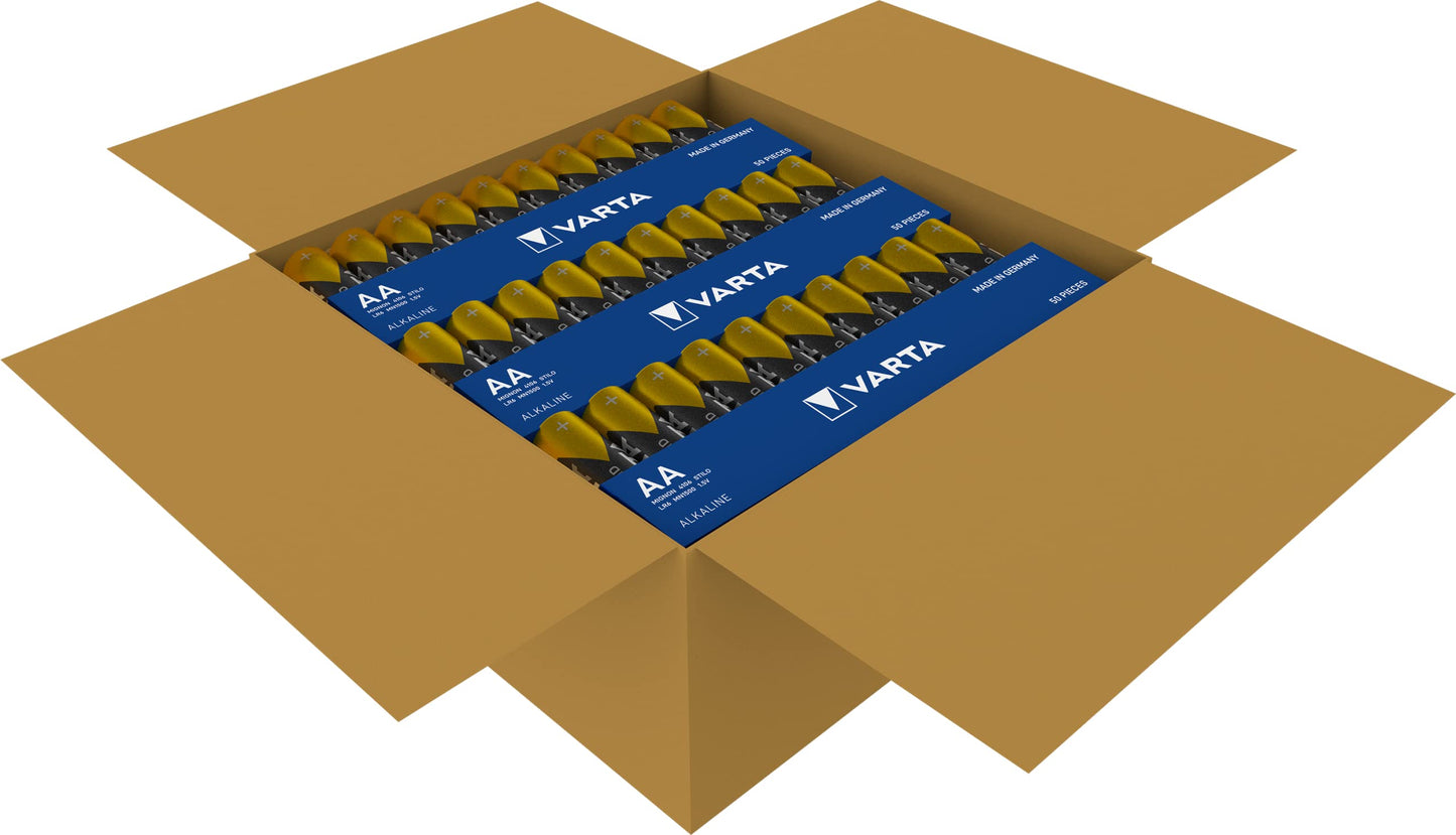 VARTA AA batteries, 150 pieces, power on demand, alkaline, 1.5V, supply pack, smart, flexible, powerful, ideal for computer accessories, smart home devices, Made in Germany - 4.0085E+12