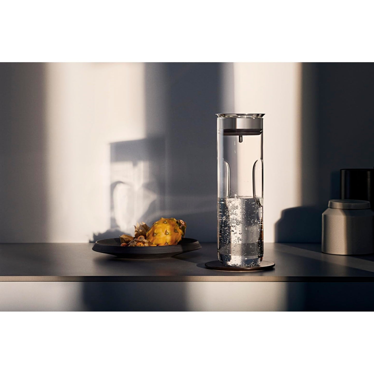 WMF Motion water carafe 1.25l, height 29 cm, glass carafe with lid, silicone lid, CloseUp closure, recessed grip, water carafe with lid, dishwasher safe - 651036040