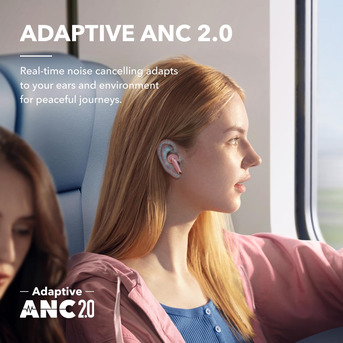 Soundcore by Anker Liberty 4 NC Wireless Earbuds with Noise Canceling, 98.5% Noise Canceling, Adaptive Noise Canceling for Ears and Surroundings (Pink) (Refurbished) - A3947