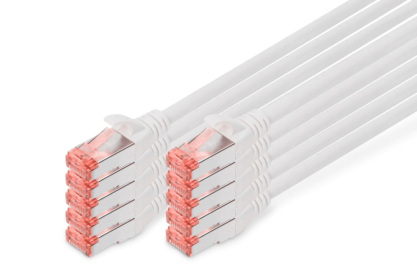 DIGITUS LAN cable Cat 6 – 3 m – 10 pieces – S/FTP shielded – white - DK-1644-030-WH-10
