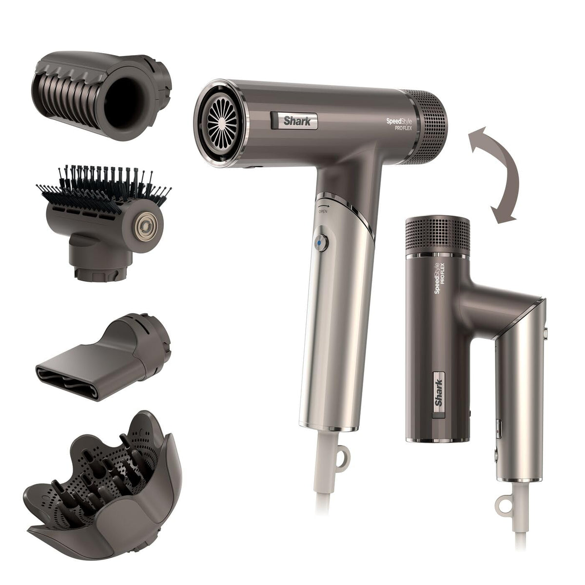 Shark SpeedStyle Pro Flex Hair Dryer, Anti-Frizz, Mocha-Silver HD542EU