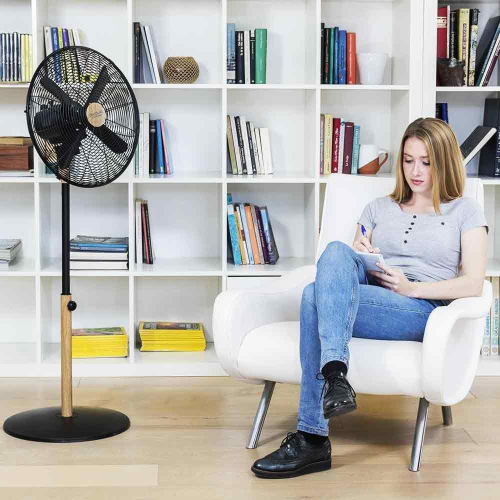 Cecotec stand fan EnergySilence 600 Woodstyle, 50 W, wood look, 40 cm diameter with 4 blades, 3 speeds, oscillation, height adjustable, maximum safety - 08233