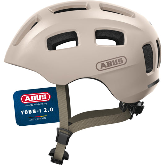 ABUS Youn-I 2.0 bicycle helmet - with light for children, teenagers and young adults - for girls and boys - beige, size M - 40157