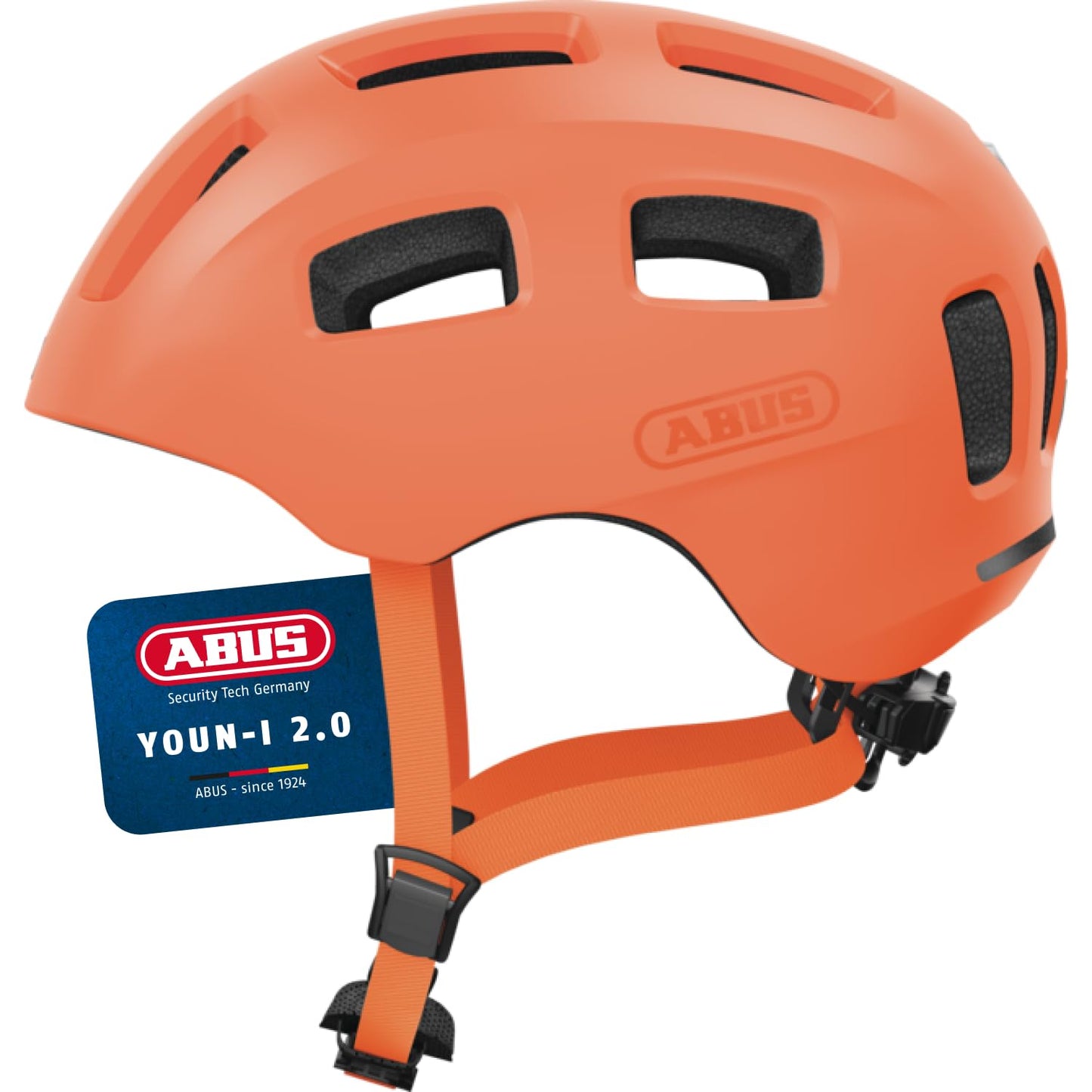 ABUS Youn-I 2.0 bicycle helmet - with light for children, teenagers and young adults - for girls and boys - mono orange, size M - 40171