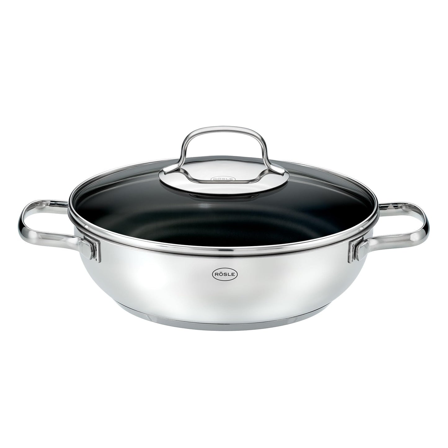 RÖSLE ELEGANCE ProPlex serving pan, non-stick, stylish & efficient - Ø 24 cm, heat-resistant up to 260 °C, ProPlex non-stick coating, silver, 18/10 stainless steel - 130407