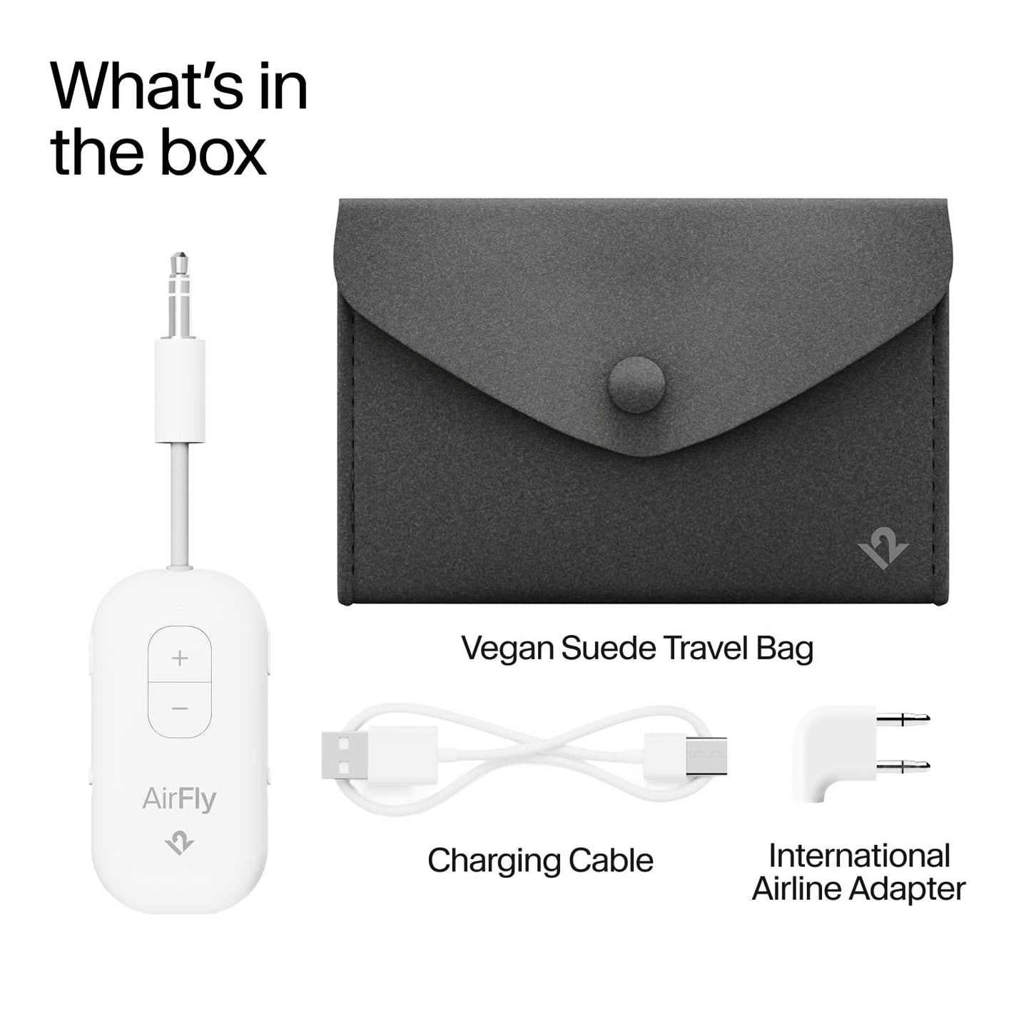Twelve South AirFly Pro 2 Deluxe | Wireless transmitter/receiver with audio sharing for up to 2 AirPods/wireless headphones - airplane, gym, car - TS-2510