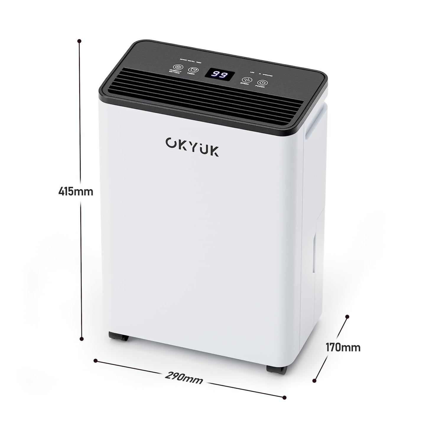 Dezumidificator electric OKYUK 12L cu afișaj digital al umidității, silențios 32dB, pentru 30m², cu oprire automată, pentru autorulotă, baie, subsol, 1 an de schimb/10 ani garanție (12L alb) - PD10R-03BE