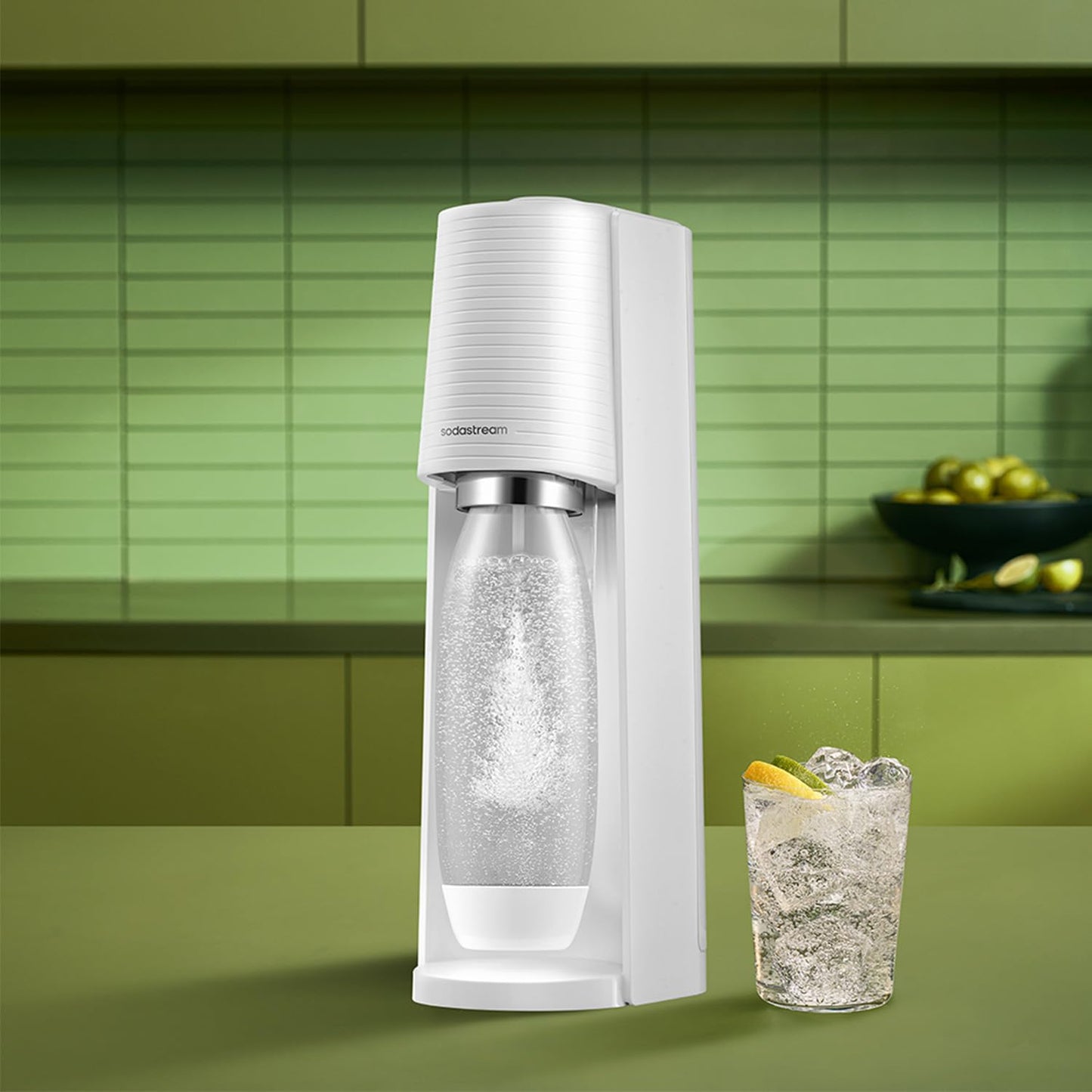 Sodastream water soda maker Terra White Value Pack x 3 with 2 x 1L bottles and 1 x 1/2L bottle dishwasher safe and 1 x CO2 Quick Connect cylinder for up to 60L - 2270213