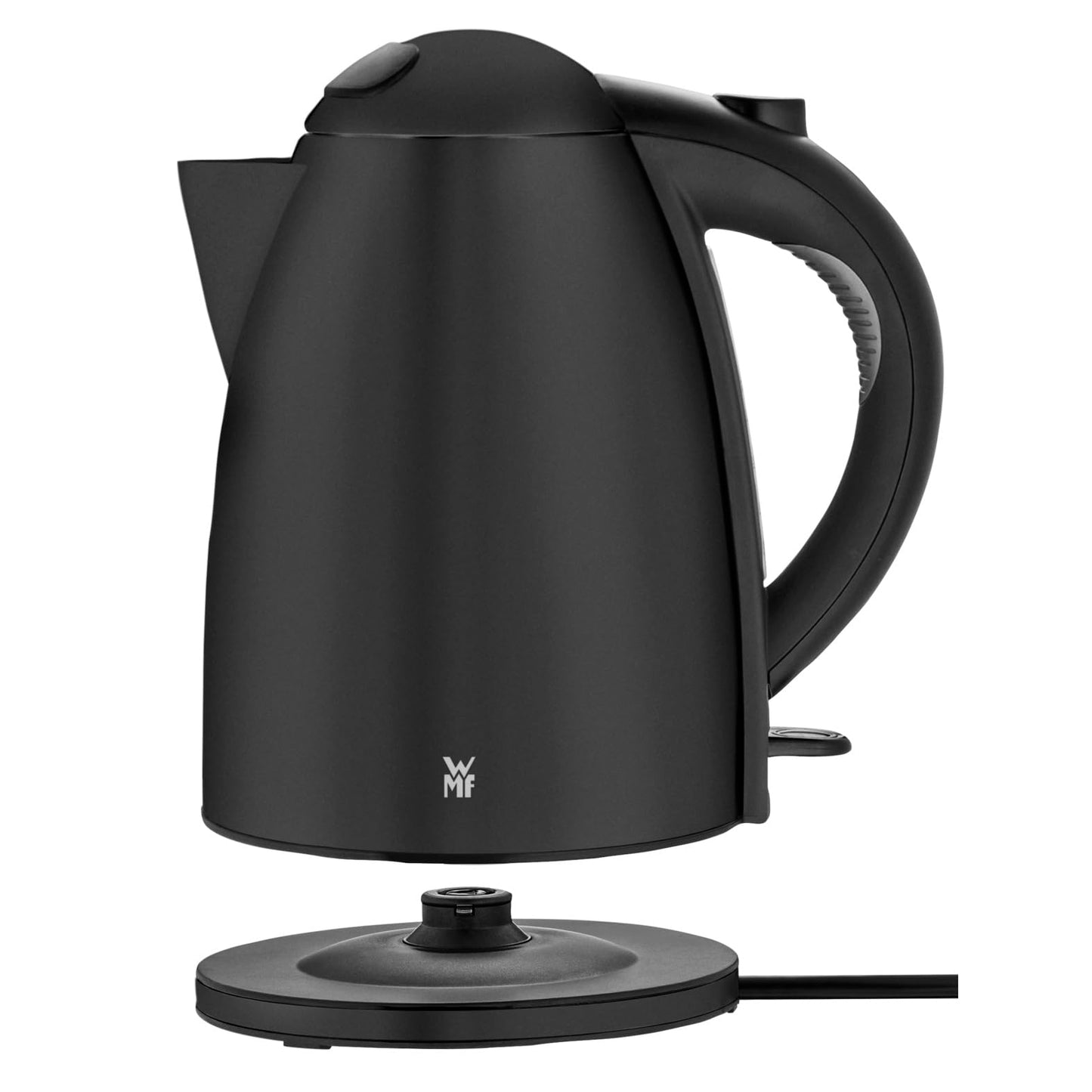WMF Stelio kettle stainless steel 1.7L, electric kettle with limescale filter, 2400 W, illuminated water level indicator, matt black stainless steel - 413020072