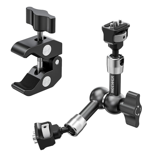 NEEWER 7" Articulated Magic Arm Clamp Mount with Super Clamp Camera Monitor Mount 1/4" 3/8" Positioning Pins Holes for DSLR Action Camera Video Light Compatible with SmallRig Cage, ST07C