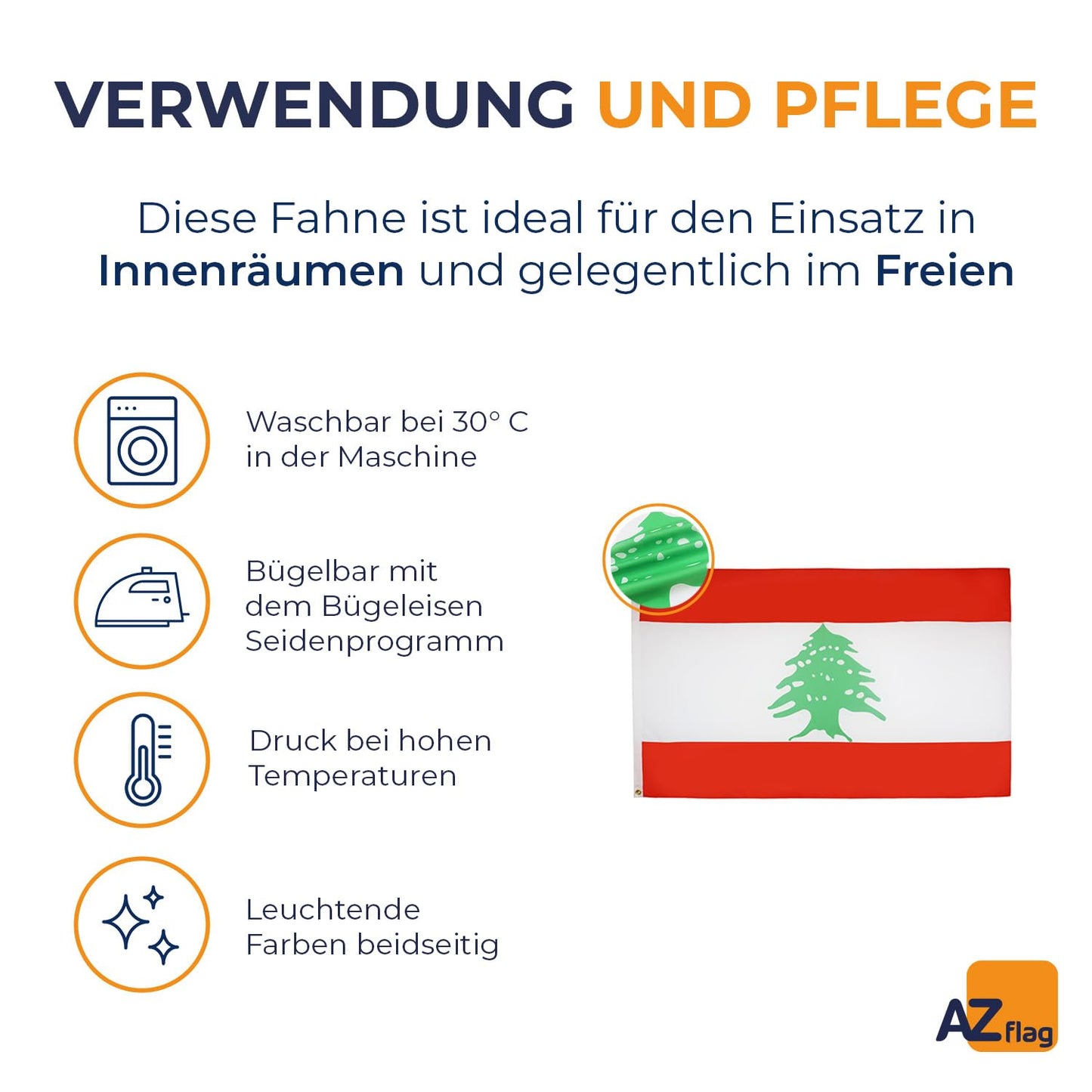 AZ FLAG - Lebanon Flag - 250x150 cm - Lebanese Large Flag 100% Polyester with Brass Eyelets - 300g - K_117