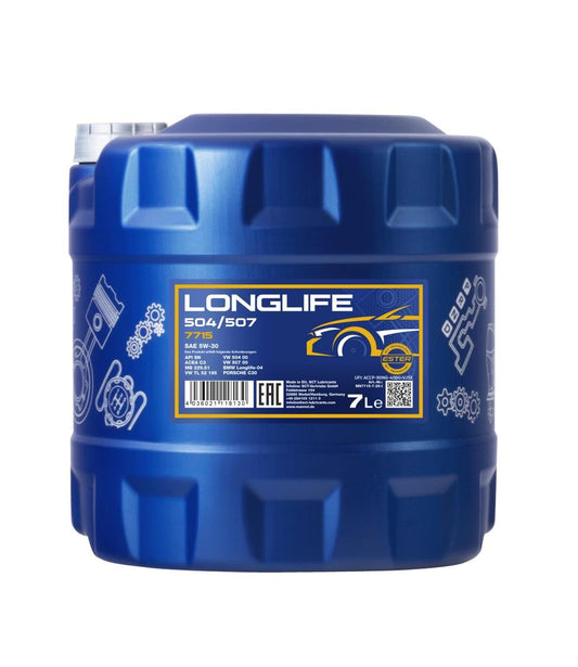 MANNOL 7715 Longlife engine oil 5W-30, VW 504 00/507 00, synthetic, 7L - MN7715-7