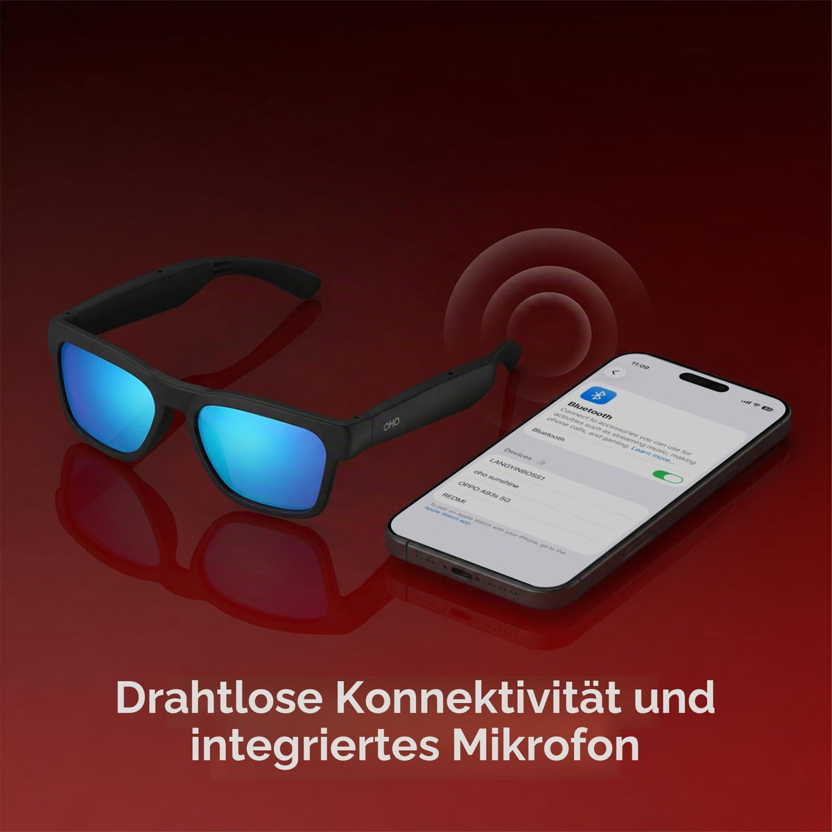 OhO Open Ear Smart Glasses, UV400 Z87.1 Lightweight Bluetooth Sunglasses - A8