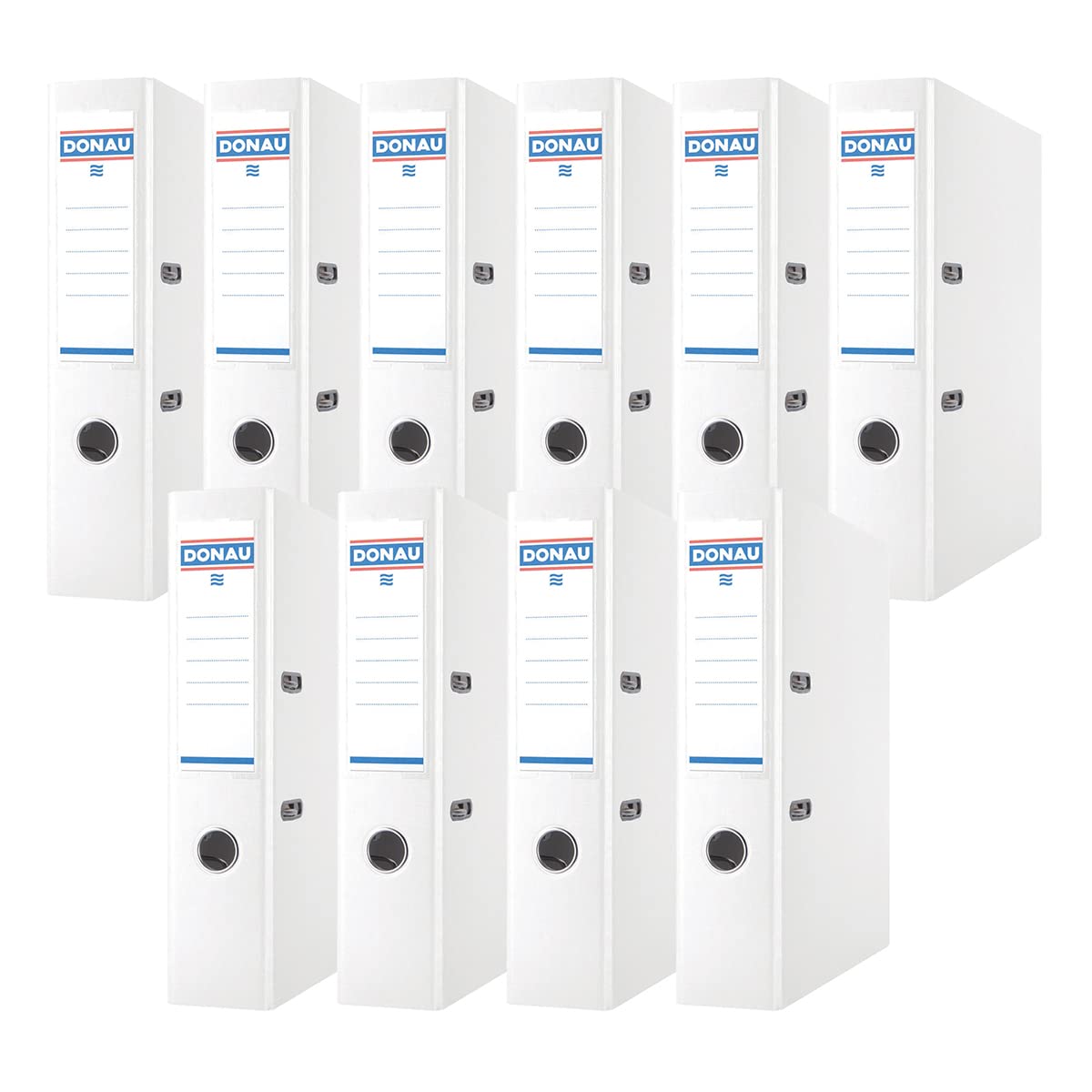 Donau Premium Wide Folder Pack of 10/DIN A4/7.5 cm/10 Pieces/White/Plastic Cover PP/Carton Paper Slot Folder Office Folder File Ring Binder/Green Dot - 3975001PL-09