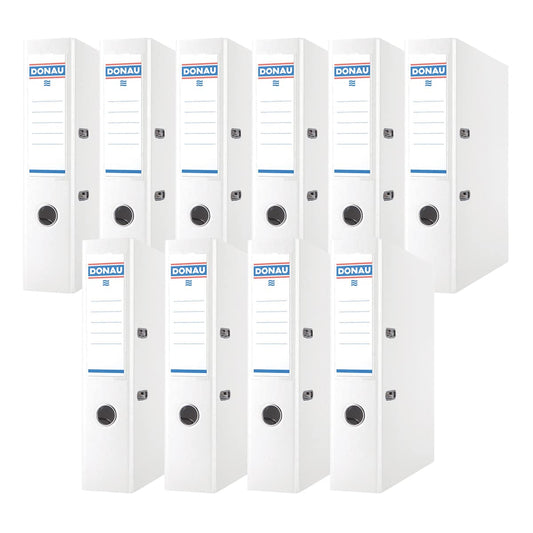 Donau Premium Wide Folder Pack of 10/DIN A4/7.5 cm/10 Pieces/White/Plastic Cover PP/Carton Paper Slot Folder Office Folder File Ring Binder/Green Dot - 3975001PL-09