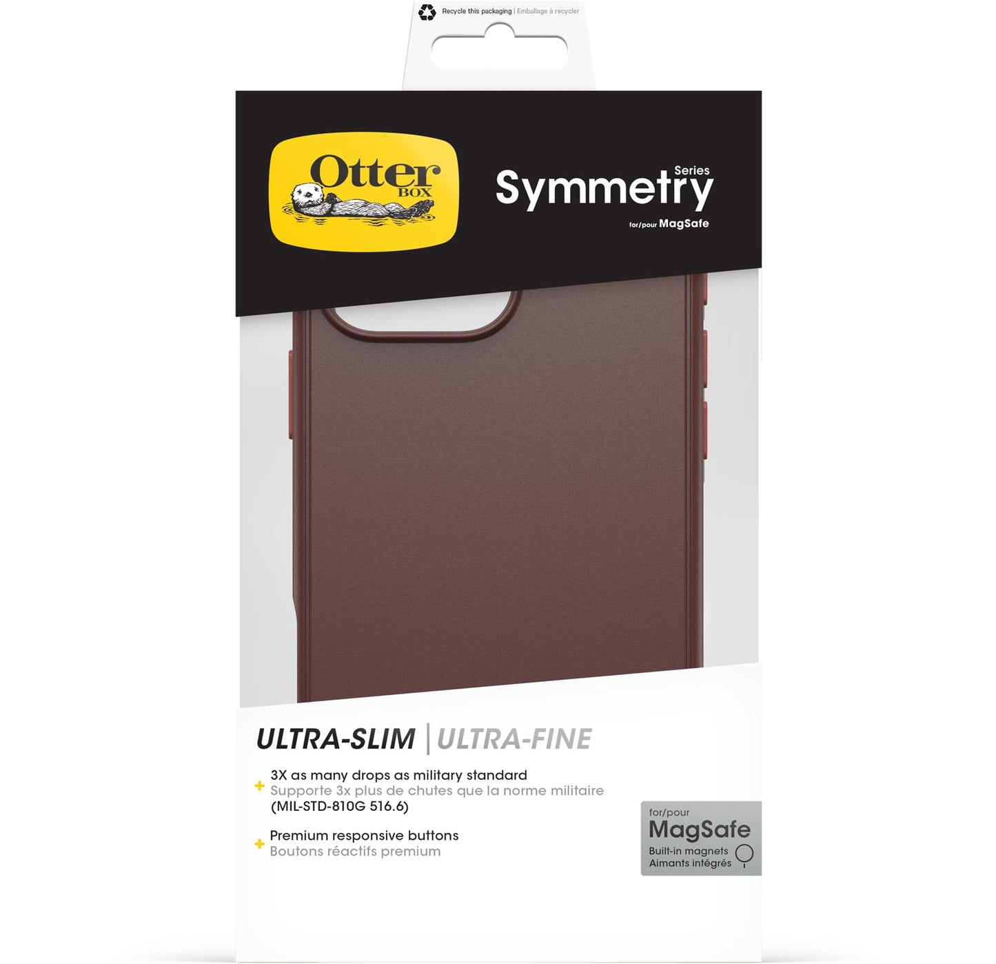 OtterBox Symmetry Series MagSafe Case for iPhone 16 Pro Max, Shockproof Drop Proof Slim Protective Case, 3X More Drops than Military Grade, Brown - 77-96590