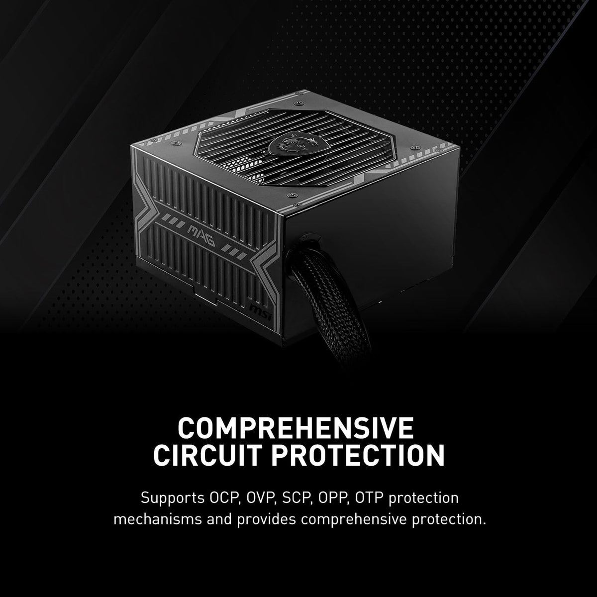 MSI MAG A550BN Alimentator, cu priză EU - 550W, certificat 80 Plus Bronze, alimentator ATX, 12V Single-Rail, design convertor de tensiune DC/DC, ventilator de 120mm - 306-7ZP2A11-CE0